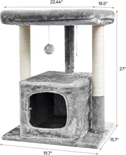 Miniatura 3 de SYANDLVY Árbol para Gatos de Interior para Gatos Adultos Grandes, Torre de Actividad Moderna con Postes Rascadores, Condominio con Percha de Felpa