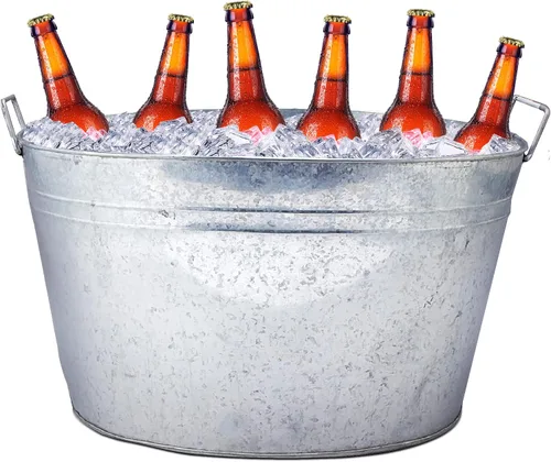 Miniatura 13 de Simple Elements - Bañera galvanizada para bebidas de 2.5 galones, cubo de hielo multifuncional, bañera de bebidas para fiestas, eventos y decoración