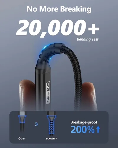 Miniatura 6 de SUNGUY Cable USB C para Android Auto de 10 Gbps, 1.5 pies 3A USB 3.1 Gen 2, carga rápida y transferencia de datos, cable USB C CarPlay, compatible