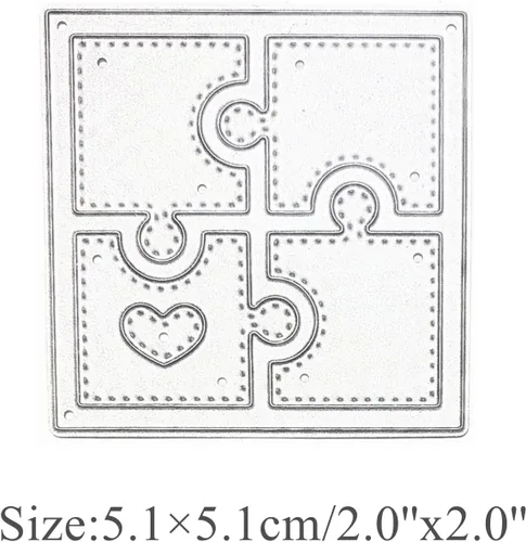 Miniatura 2 de Rompecabezas de metal troquelados con forma de corazón, plantillas de marco de rompecabezas cuadradas, manualidades, tarjetas, troqueles de corte