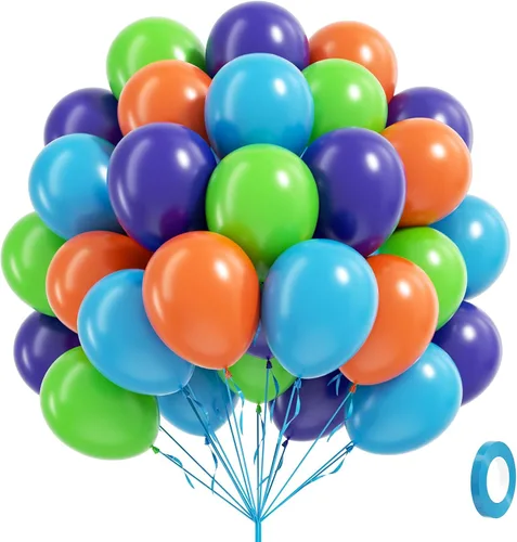 Miniatura 19 de 60 unidades de globos rojos y azules de 12 pulgadas con globos azul marino, azul pizarra y rojo polvoriento para decoraciones de baby shower, Azul