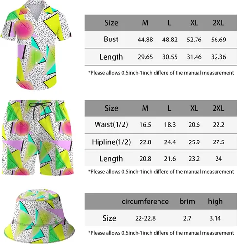 Miniatura 7 de ifamawlea Conjunto deportivo de 2 piezas para hombre, camisa hawaiana, pantalones cortos, camisa con botones y pantalones cortos con sombreros