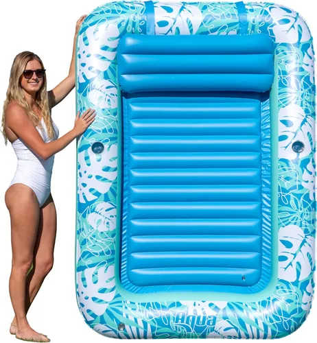 Miniatura 9 de Aqua Inflatable Tanning Pool Lounger, Premium Pool Float with Cupholders and Removeable Pillow for Relaxation and Fun
