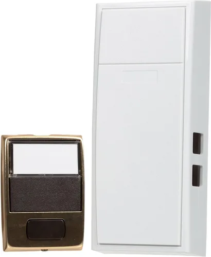 Miniatura 7 de Newhouse Hardware MCHBV - Timbre mecánico inalámbrico de dos notas y botón de puerta con visor integrado, tamaño único, blanco/latón