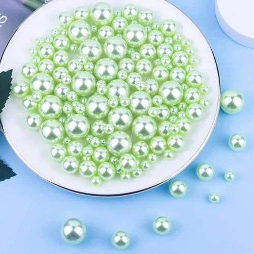 Miniatura 3 de 150 piezas de perlas de imitación de perlas falsas pulidas sin agujero de color verde claro para relleno de jarrón, decoraciones, perlas de plástico