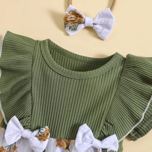 Miniatura 28 de Mubineo Ropa de verano para bebé niña, sin mangas, encaje floral, vestido de mameluco para recién nacido