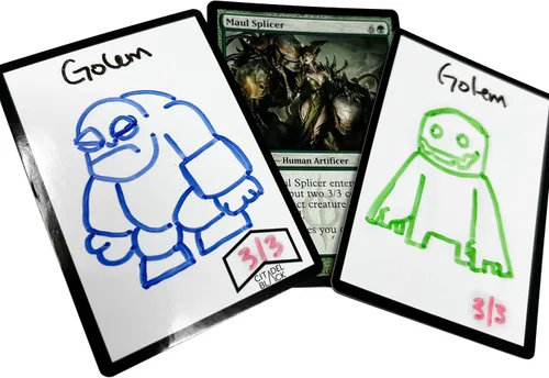 Miniatura 4 de Citadel Black Juego de 50 Fichas MTG de Borrado en Seco – con 2 Borradores, Fichas Universales Reversibles Reutilizables de Doble Cara Proxy Card