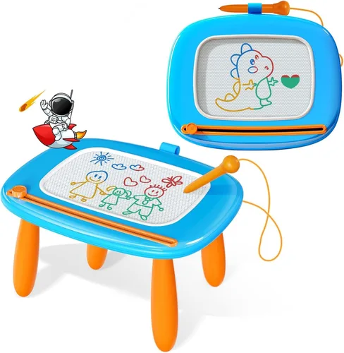 Kikidex Tablero magnético de dibujo, juguetes para niñas pequeñas de 1 a 3 años, almohadilla de tablero de garabatos, juguetes educativos y de Azul
