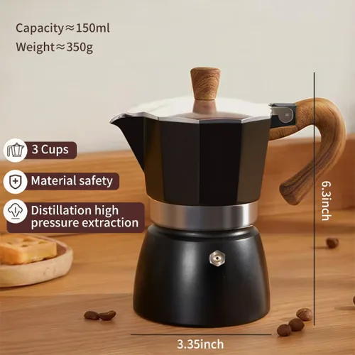 Miniatura 2 de Moka Pot - Máquina de café expreso para café cubano rico y café expreso de estilo italiano, percolador de aluminio de 3 tazas, experiencia