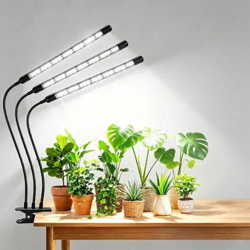 Miniatura 8 de SDOVUERC Tri-Heads - Luces de cultivo para plantas de interior, luces de espectro completo para cultivo en interiores con cuello de cisne ajustable