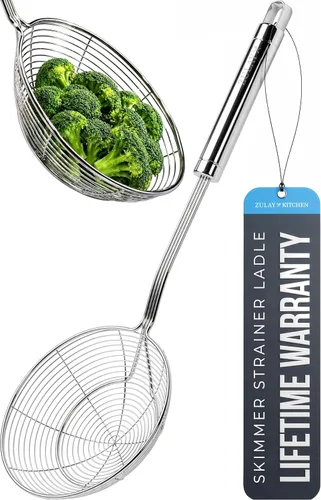 Miniatura 10 de Zulay Kitchen Cuchara Ranurada de Acero Inoxidable - 14.5” Gran Cuchara de Freír y Escumador para Drenar y Servir - Utensilio de Cocina Resistente