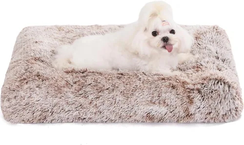 Miniatura 36 de Bedfolks Cama Impermeable para Jaula de Perro, Cama de Felpa para Perros con Funda Lavable Extraíble, Almohadón de Jaula de Perro de Piel Sintética