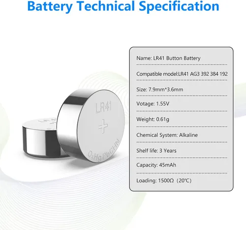 Miniatura 6 de POWEROWL Baterías LR41 de alta capacidad, paquete de 40 unidades, AG3 L736 392 384 192 pilas alcalinas premium de 1.5 V con botón