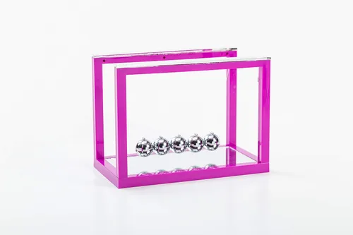 Miniatura 4 de Newtons - Bolas de equilibrio para cuna, 5 bolas de péndulo, con espejo para decoración de escritorio, movimiento cinético para el hogar
