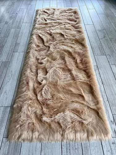 Miniatura 36 de LAMBZY Elegante y sofisticada alfombra rectangular de piel de oveja (beige, 2 x 3 pies)