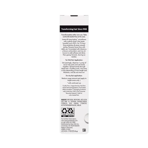 Miniatura 11 de John Frieda Frizz Ease - Suero capilar extra fuerte para cabello grueso y grueso, suero suavizante antiencrespamiento con aceite de argán y coco