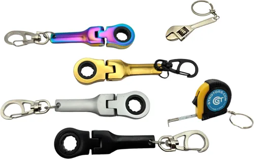 Miniatura 2 de GT/ Rotors Juego de 6 piezas - 4x Llave de trinquete de 10mm para llavero + Llavero con cinta métrica de 3 pies + Llave de trinquete mini mono All 4