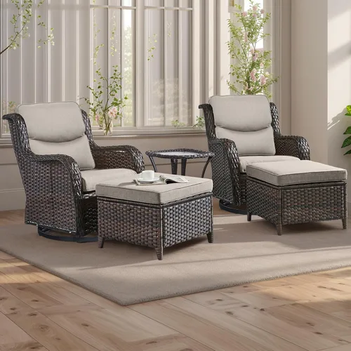 Miniatura 115 de Rilyson Mecedora de mimbre - Juego de 2 sillas mecedoras de mimbre para patio, sillas mecedoras de ratán para porche al aire libre, terraza, jardín