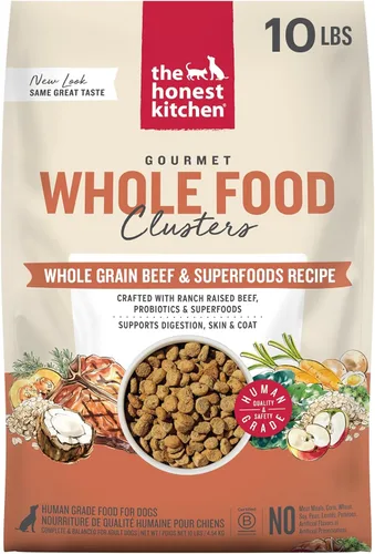 Miniatura 17 de The Honest Kitchen Alimento seco para perros en racimos de alimentos integrales de grado humano, carne de res y avena integrales, bolsa de 20 libras