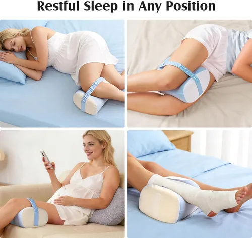 Miniatura 8 de YFONG Almohada de rodilla para dormir de lado, almohada transpirable de espuma viscoelástica con correa ajustable para embarazo, alineación
