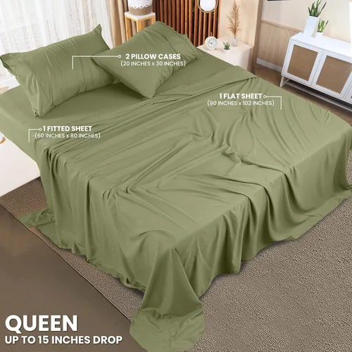 Miniatura 405 de Utopia Bedding Juego de sábanas Queen – Sábanas de 4 piezas para cama tamaño Queen, microfibra suave y transpirable, incluye 1 sábana bajera, 1 Gris