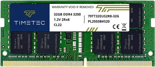 Timetec Hynix IC 32GB DDR4 3200MHz PC4-25600 sin búfer ECC UDIMM 1.2V CL22 2Rx8 Dual Rank 260 Pin SODIMM Memoria RAM Actualización (32GB)
