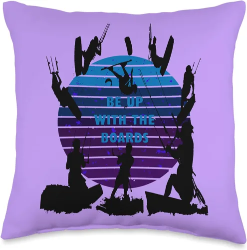Kitesurf Gifts and Surf Lover Tees by taiche Kitesurfers Be Up with The Boards Retro Style 4 - Almohada de 16 x 16 pulgadas, multicolor