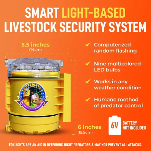 Miniatura 3 de Fox Lights Night Predator - Luz de control disuasorio con LED intermitentes, repelente de animales, protector de protección para bandadas, jardín