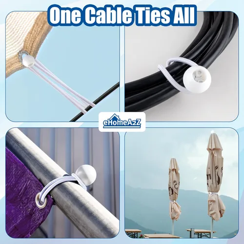 Miniatura 7 de Paquete de 25 cuerdas elásticas de bolas elásticas de 6 pulgadas de diámetro para toldo, red, postes, jardín, herramientas, cables, cable resistente