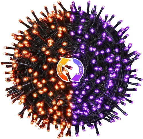 Miniatura 15 de JMEXSUSS 250 luces LED rojas, blancas y azules para decoraciones del 4 de julio, luces patrióticas conectables de 91.5 pies para exteriores