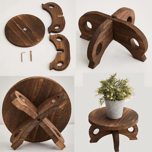 Miniatura 7 de Soporte Decorativo de Esquina para Plantas, Soportes de Madera para Plantas de Interior, Soporte para Plantas con Altura, Soportes Redondos