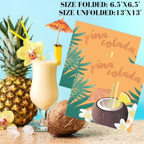 Miniatura 2 de Servilletas de papel de 20 unidades de 13 x 13 pulgadas, 3 capas, estampado de frutas y coco, para arte, cena y fiesta, servilletas desechables