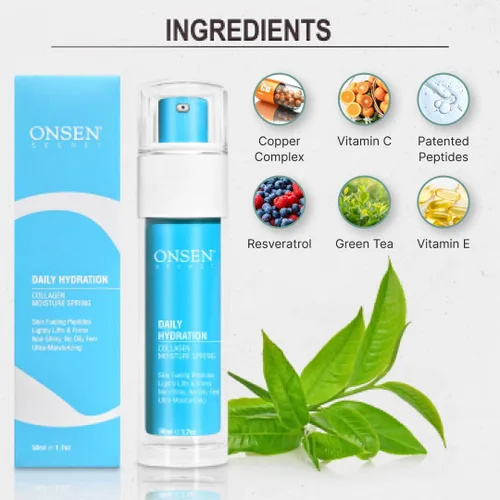 Miniatura 5 de Onsen Secret Loción hidratante antienvejecimiento orgánica de hidratación diaria crema de día y noche, crema facial antiarrugas, colágeno totalmente