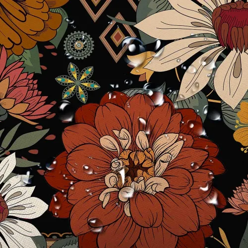 Miniatura 5 de Cortina de ducha con diseño floral retro, diseño bohemio abstracto, diseño botánico abstracto, moderno y estético, moderno de mediados de siglo