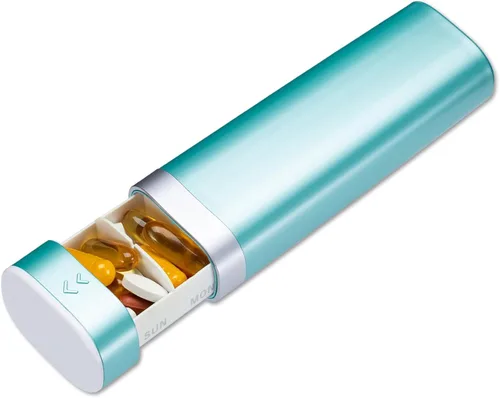 Miniatura 10 de Betife Pastillero de viaje semanal de 7 días, pastillero diario compacto, estuche portátil para medicamentos, lindo pastillero para suplementos