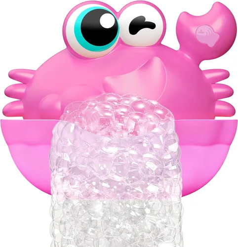 Juguetes de baño para niños de 1 a 3 años, juguetes de baño iluminados para bebés, creador de burbujas de cangrejo con luz colorida, regalos de Rosa