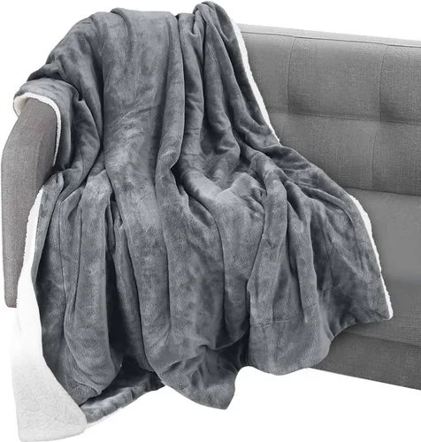 Miniatura 42 de Elegant Comfort Manta reversible de franela sherpa, ultrasuave, mullida, acogedora y afelpada, manta decorativa ligera para todas las estaciones, 50