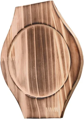 Miniatura 10 de Tapete de piedra para tartas, bandeja de bambú para servir y tazón, para mesa, base de cuenco coreano, base de madera, base de tazón de dolsot