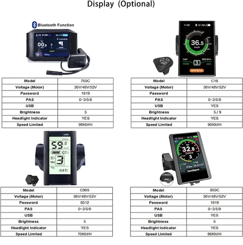 Miniatura 6 de BAFANG BBSHD 48V/52V 500W 750W 1000W Kit de transmisión media con batería opcional BBS01 BBS02 8FUN Kit de conversión DIY con pantalla LCD y plato