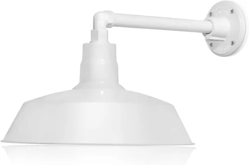 Miniatura 20 de 14 pulgadas. RLM Warehouse - Pantalla con brazo de cuello de cisne y bombilla Led A19 5000K de 9W Galvanizado (paquete de 2)