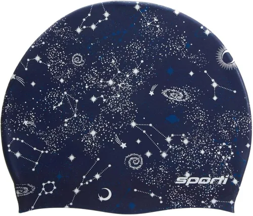 Miniatura 14 de Sporti Gorra de natación de silicona con diseño gráfico con altura de 7.6 pulgadas, apertura de 7.5 pulgadas, gorra de natación antideslizante