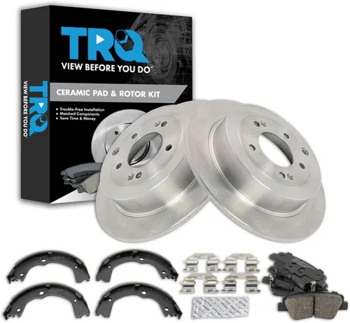 Miniatura 83 de TRQ Kit de pastillas de freno y rotor Posi trasero premium con zapatas de estacionamiento para camión GM SUV