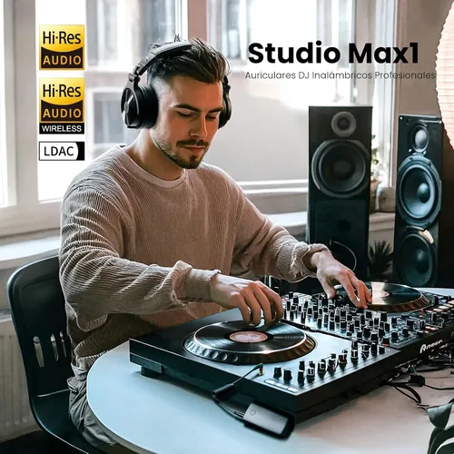Miniatura 2 de OneOdio Studio Max 1-20MS Auriculares inalámbricos DJ de baja latencia, tiempo de reproducción de 120 horas, audio de alta resolución /LDAC