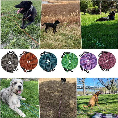 Miniatura 8 de BTINESFUL Correa de Amarre para Perro, Cuerda de Control Correa de Cuerda Larga, 8ft 12ft 20ft 30ft 50ft 75ft Correa para Perros de Patio - Perros