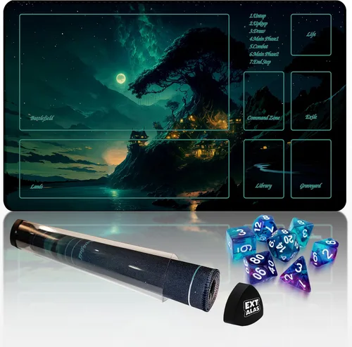 Miniatura 27 de Tapete MTG TCG -Incluye tubo de almacenamiento y 7 dados-¡Experimenta calidad de primer nivel y alfombrilla impermeable y antideslizante con bloqueo