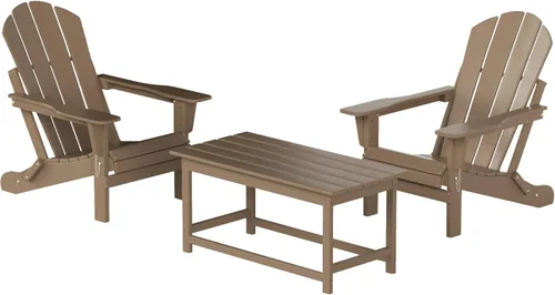 WO Home Furniture - Juego de 3 sillas plegables para exteriores, mesa auxiliar, resistente a la intemperie y a los rayos UV, para césped, jardín,