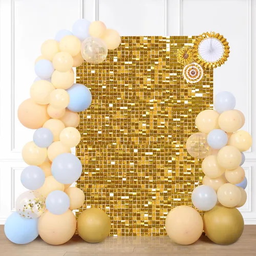 Miniatura 43 de 12 paneles cuadrados de lentejuelas brillantes para pared color azul claro (Baby Blue) telón de fondo decorativo para fiestas de bodas