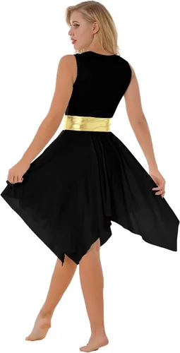 Miniatura 67 de easyforever Vestido de baile sin mangas con bloques de color para mujer, alabanza litúrgica, ropa de baile lírico, vestido de bata de adoración