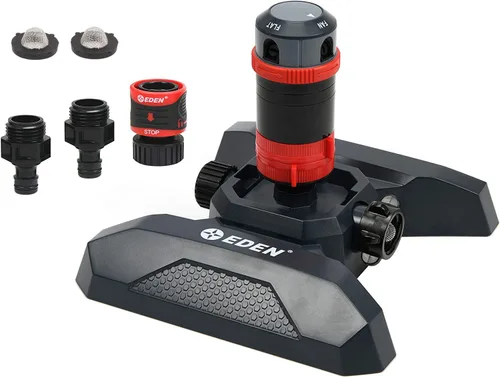 Miniatura 5 de Eden 94123 Aspersor giratorio móvil ajustable de 4 patrones con juego de arranque de conexión rápida, cobertura de 360 grados