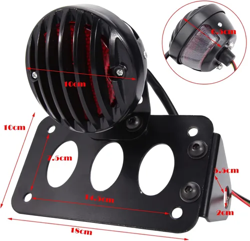 Miniatura 2 de Rich Choices - Luces traseras de motocicleta con soporte lateral para matrícula, luces de freno integradas, luz de stop, impermeables, de aluminio
